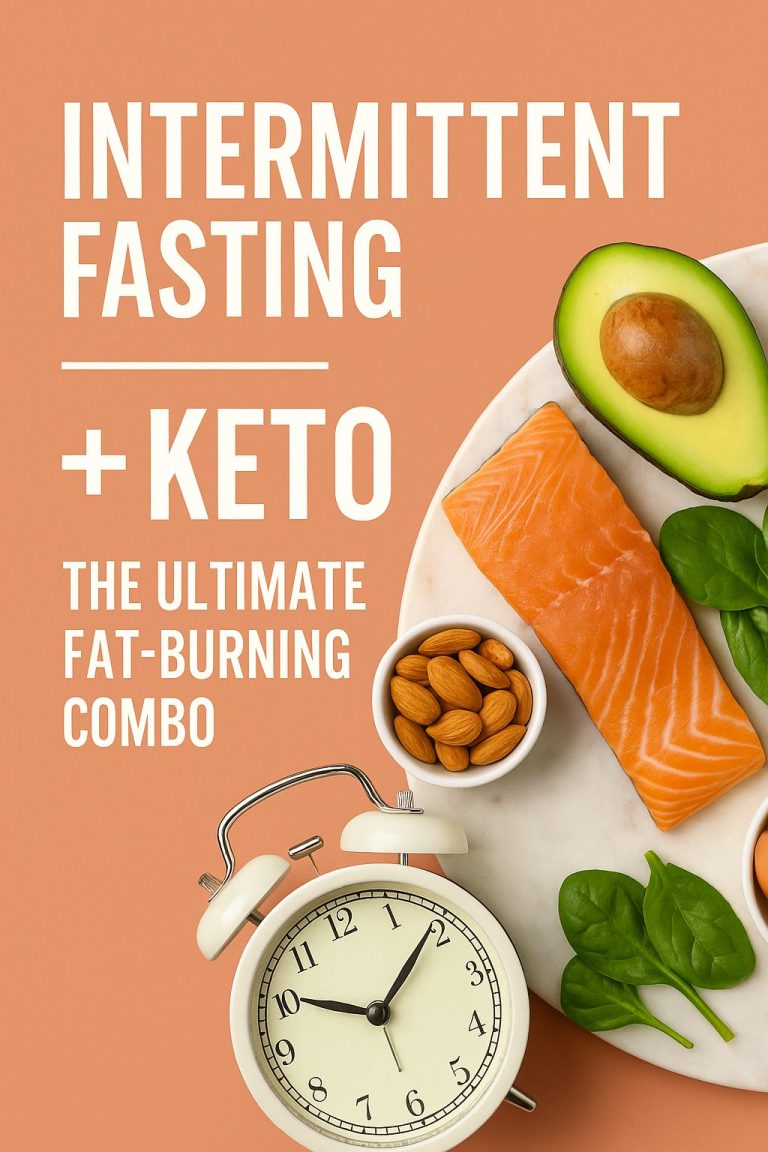 Illustration showing the benefits of combining intermittent fasting and keto diet for rapid fat burning and energy boost
